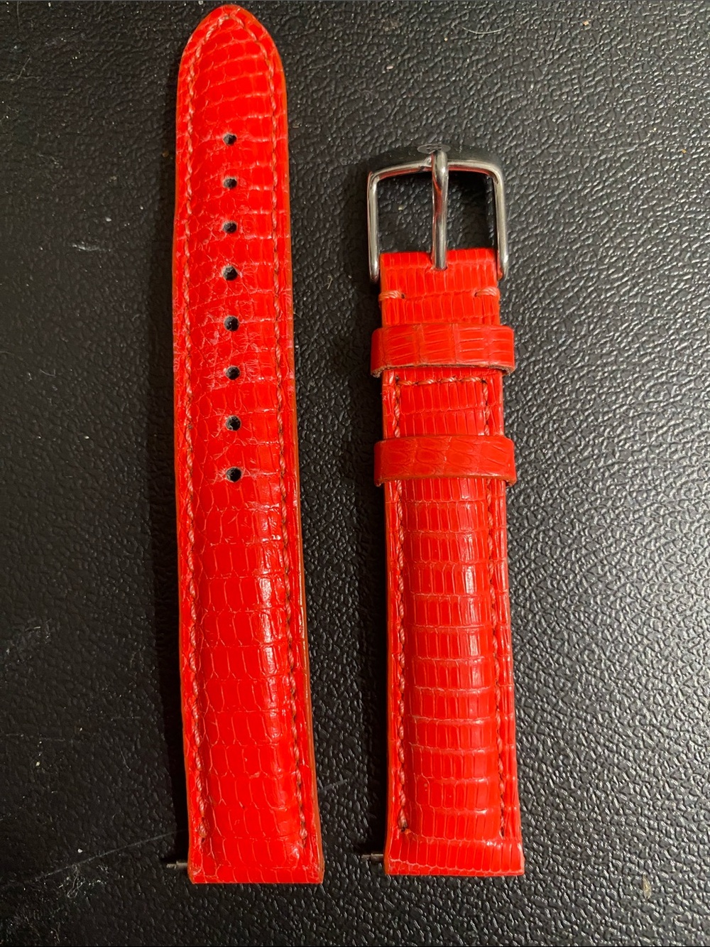 Michele orange Lizard-Embossed Leather Watch Strap
